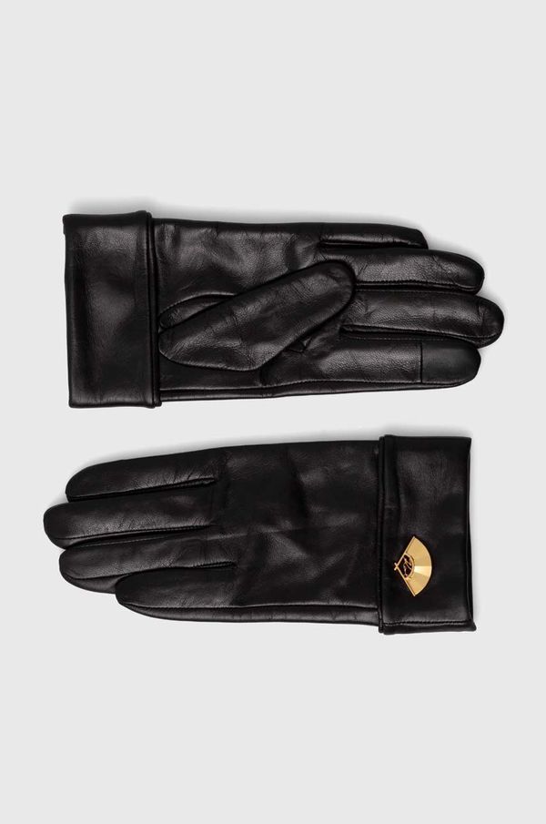 Karl Lagerfeld Usnjene rokavice Karl Lagerfeld ženske, črna barva, 245W3603