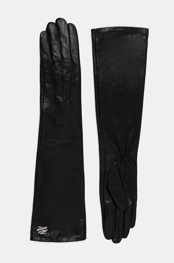 Karl Lagerfeld Usnjene rokavice Karl Lagerfeld ženske, črna barva, A1W33102