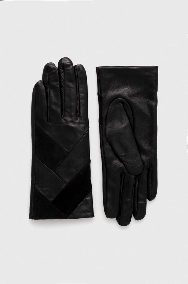 Morgan Usnjene rokavice Morgan ženski, črna barva