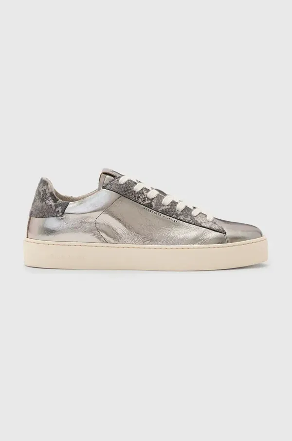 AllSaints Usnjene superge AllSaints Shana Metallic Sneaker ženske, srebrna barva, W104FB