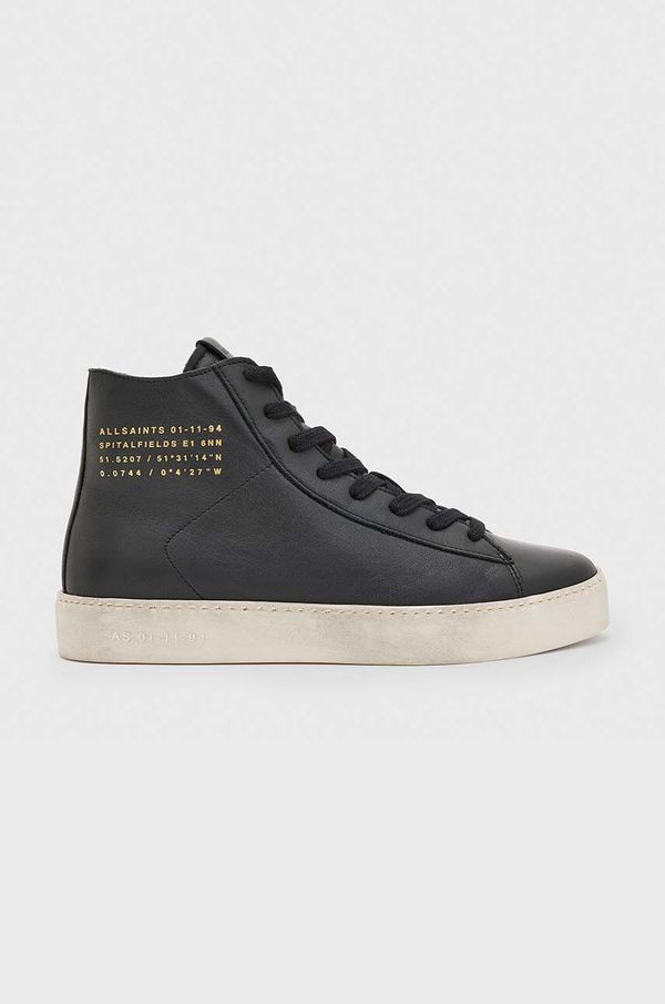 AllSaints Usnjene superge AllSaints Tana High Top ženski, črna barva