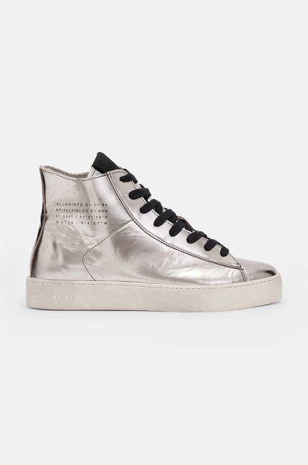 AllSaints Usnjene superge AllSaints Tana Met High Top ženski, srebrna barva, W118FB