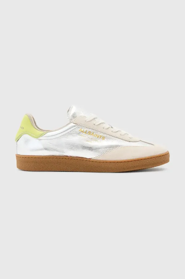 AllSaints Usnjene superge AllSaints Thelma Metallic Sneaker ženske, srebrna barva, W072FB