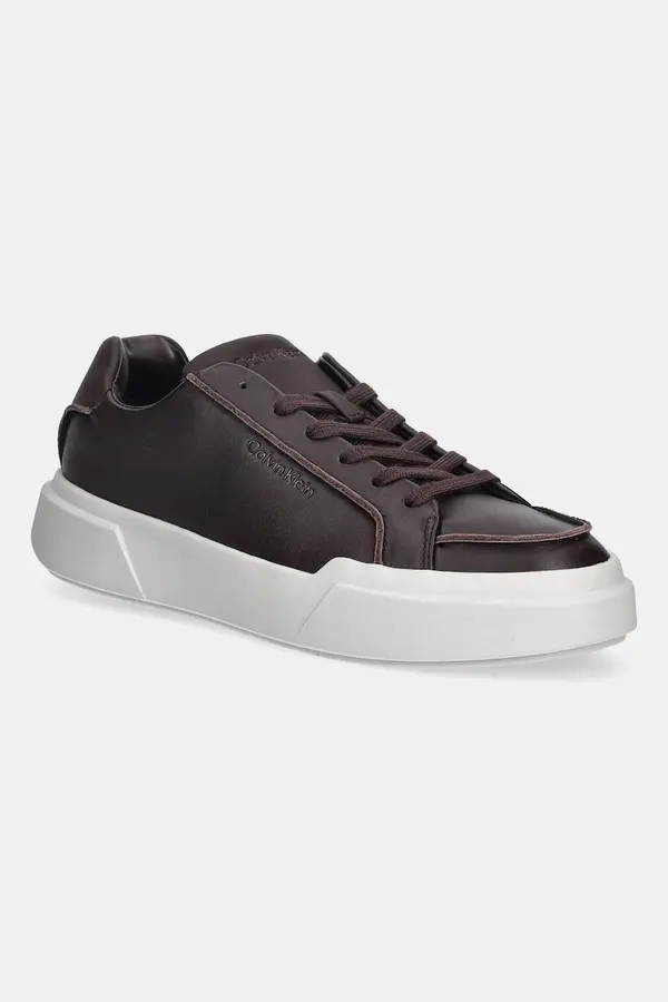 Calvin Klein Usnjene superge Calvin Klein CHUNKY CUPSOLE LACE UP LTH PINCH