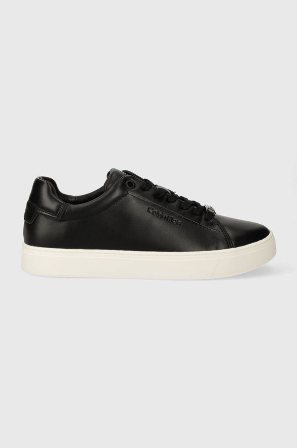 Calvin Klein Usnjene superge Calvin Klein CLEAN CUPSOLE LACE UP črna barva, HW0HW01863