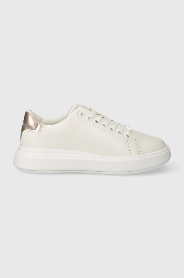 Calvin Klein Usnjene superge Calvin Klein CUPSOLE LACE UP LEATHER bela barva, HW0HW01987