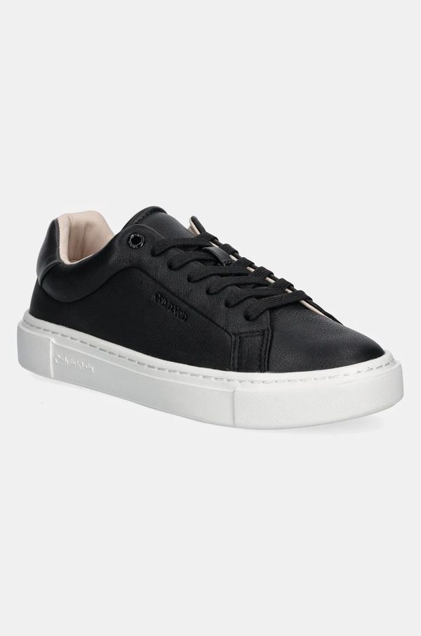 Calvin Klein Usnjene superge Calvin Klein CUPSOLE LACE UP W/ML - LTH črna barva, HW0HW02288