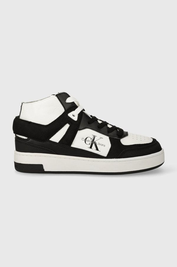 Calvin Klein Jeans Usnjene superge Calvin Klein Jeans BASKET CUPSOLE HIGH MIX ML FAD črna barva, YW0YW01300