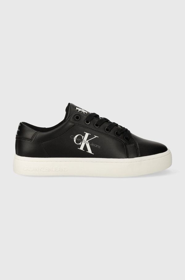 Calvin Klein Jeans Usnjene superge Calvin Klein Jeans CLASSIC CUPSOLE LACEUP LTH WN črna barva, YW0YW01269