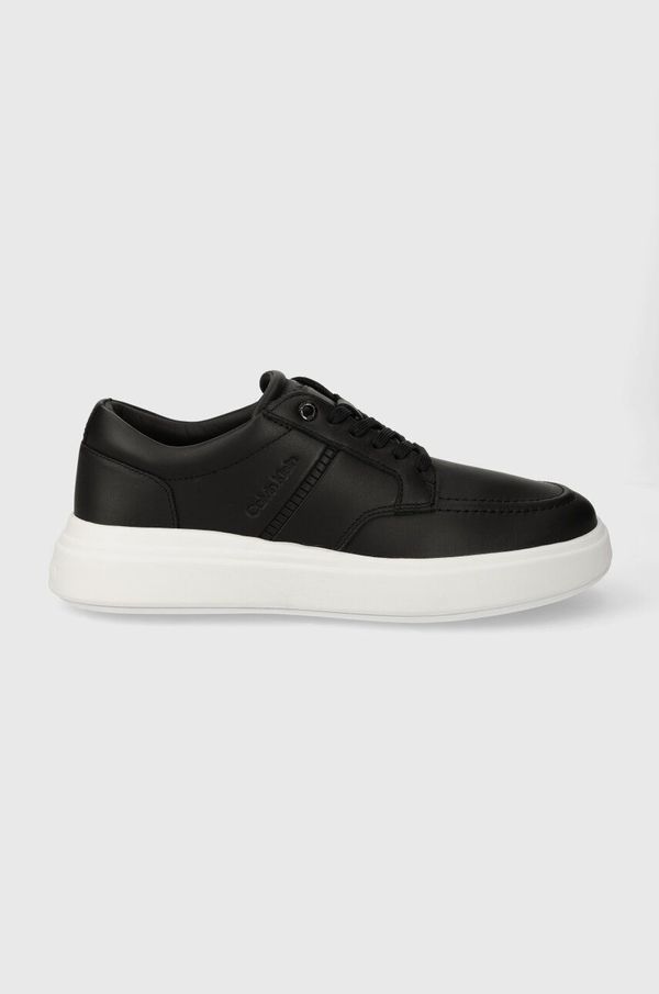 Calvin Klein Usnjene superge Calvin Klein LOW TOP LACE UP TAILOR črna barva, HM0HM01379