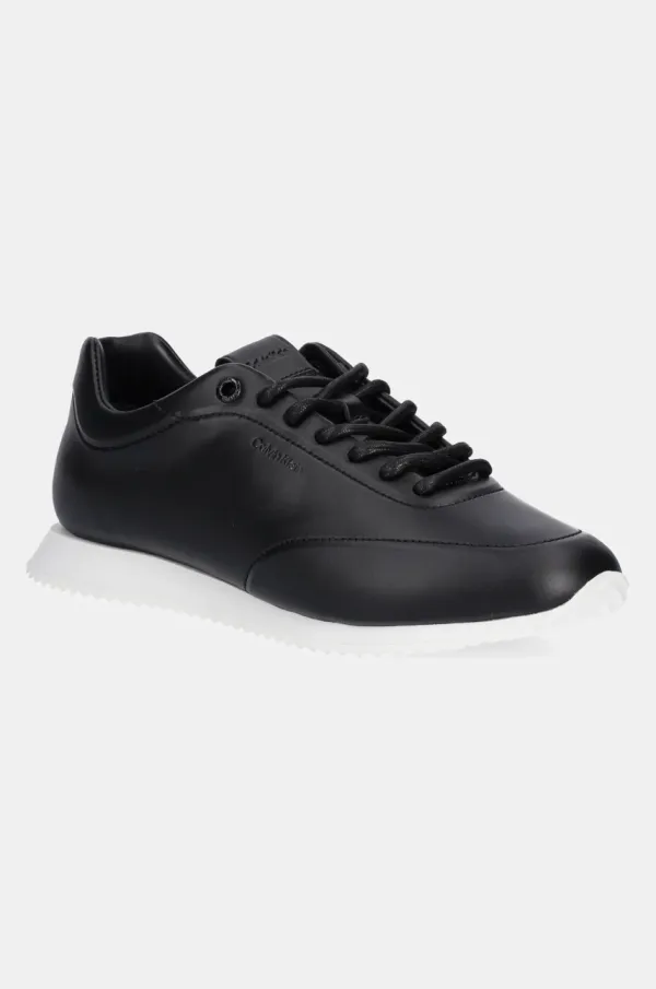 Calvin Klein Usnjene superge Calvin Klein RUNNER LACE UP - LTH črna barva, HW0HW02396