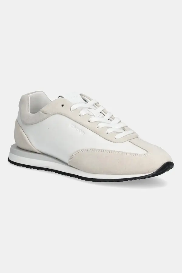 Calvin Klein Usnjene superge Calvin Klein RUNNER LACE UP - LTH SUE MIX