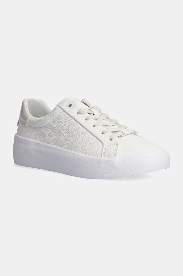 Calvin Klein Usnjene superge Calvin Klein VULC LACE UP LTH bela barva, HW0HW02214