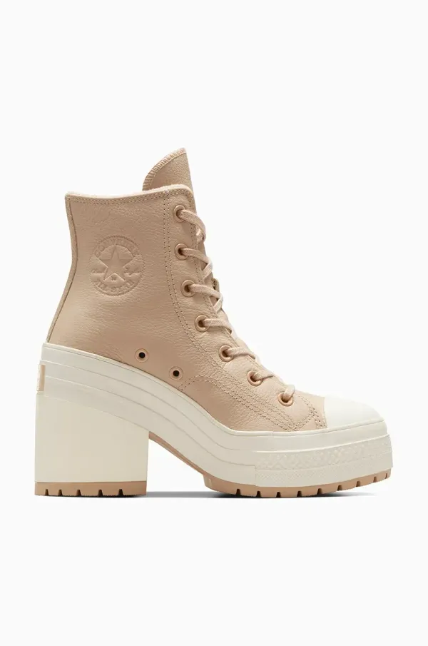 Converse Usnjene superge Converse Chuck 70 De Luxe Heel ženske, bež barva, A12345C