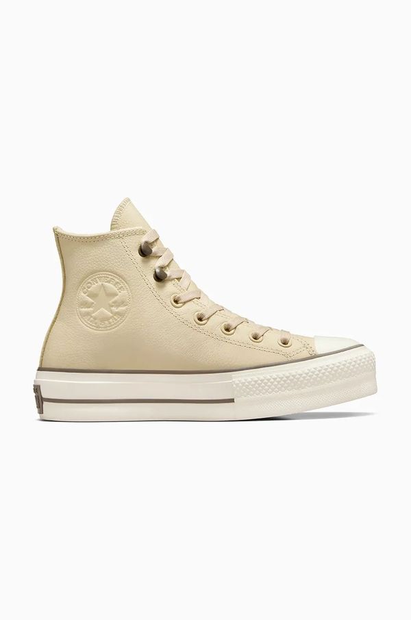 Converse Usnjene superge Converse Chuck Taylor All Star Lift ženske, bež barva, A11158C