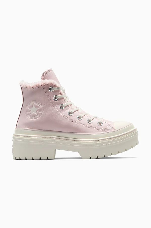 Converse Usnjene superge Converse Chuck Taylor All Star Lugged Heel ženske, roza barva, A09346C