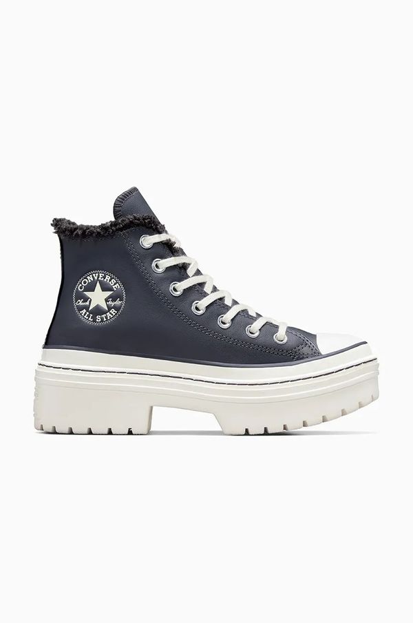 Converse Usnjene superge Converse Chuck Taylor All Star Lugged Heel ženske, siva barva, A10152C