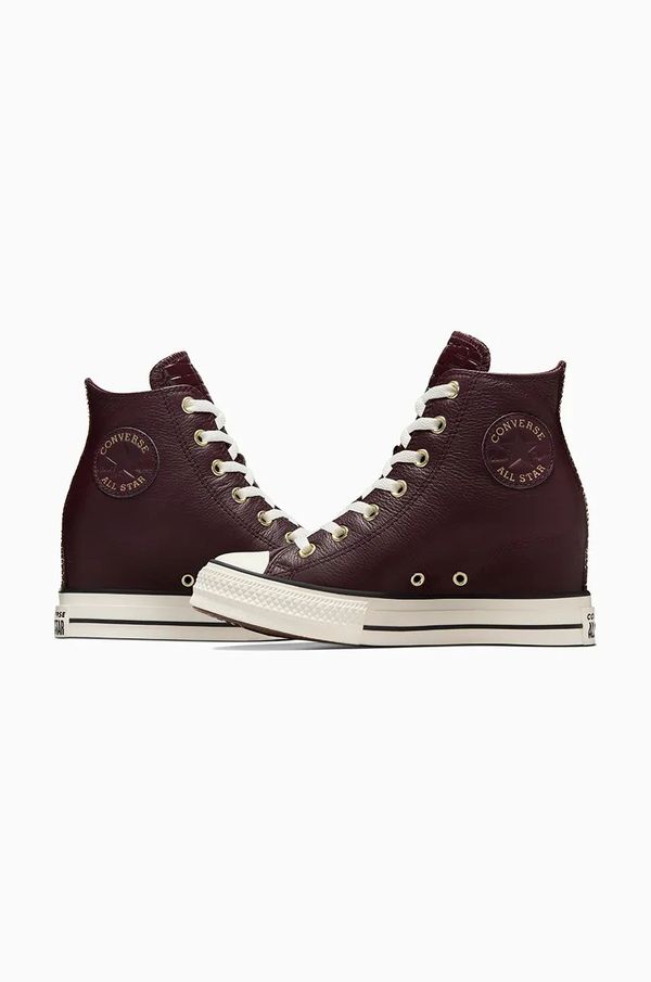 Converse Usnjene superge Converse Chuck Taylor All Star Wedge ženske, rjava barva, A12349C