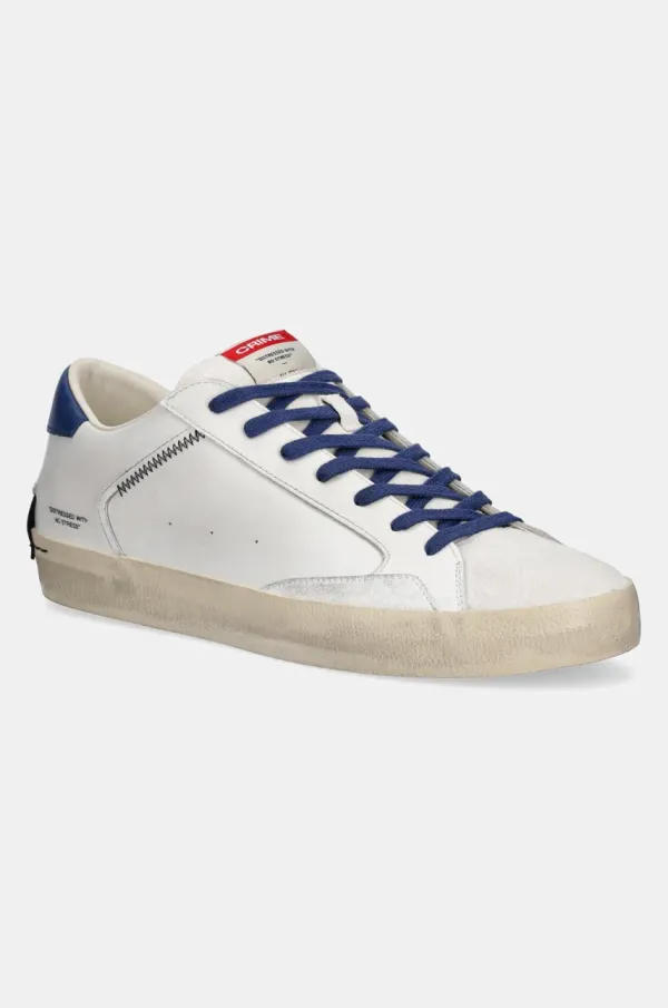 Crime London Usnjene superge Crime London DISTRESSED moške, bela barva, 14000PP7