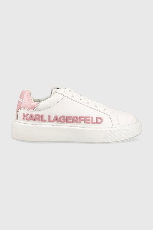 Karl Lagerfeld Usnjene superge Karl Lagerfeld MAXI KUP bela barva, KL62210