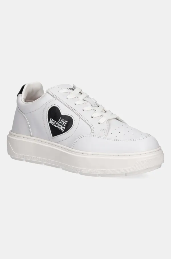 Love Moschino Usnjene superge Love Moschino bela barva, JA15154G1MIA110A