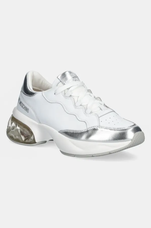 Love Moschino Usnjene superge Love Moschino bela barva, JA15306G1MIAH10A