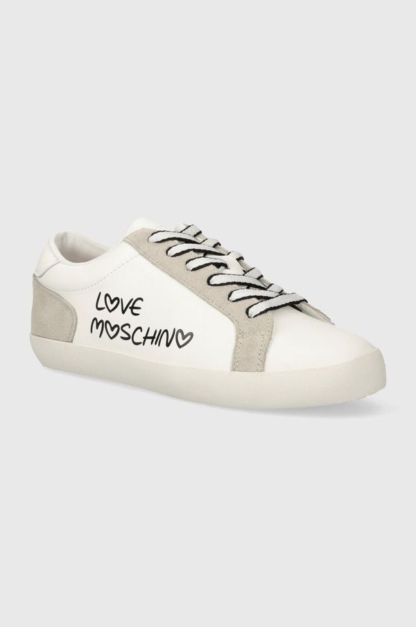 Love Moschino Usnjene superge Love Moschino bela barva, JA15512G0IIAC10A