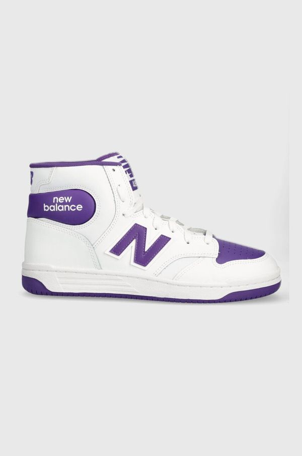 New Balance Usnjene superge New Balance BB480SCE bela barva