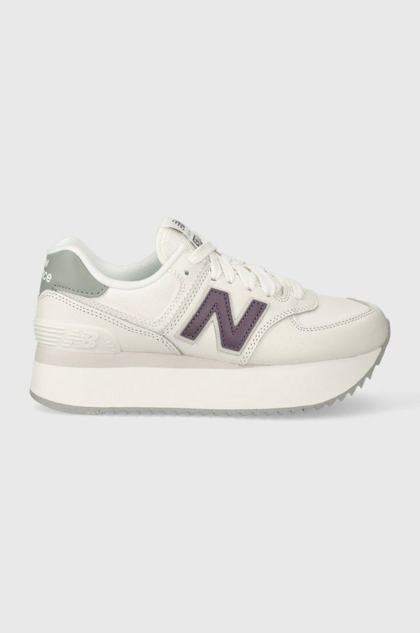 New Balance Usnjene superge New Balance WL574ZFG bela barva