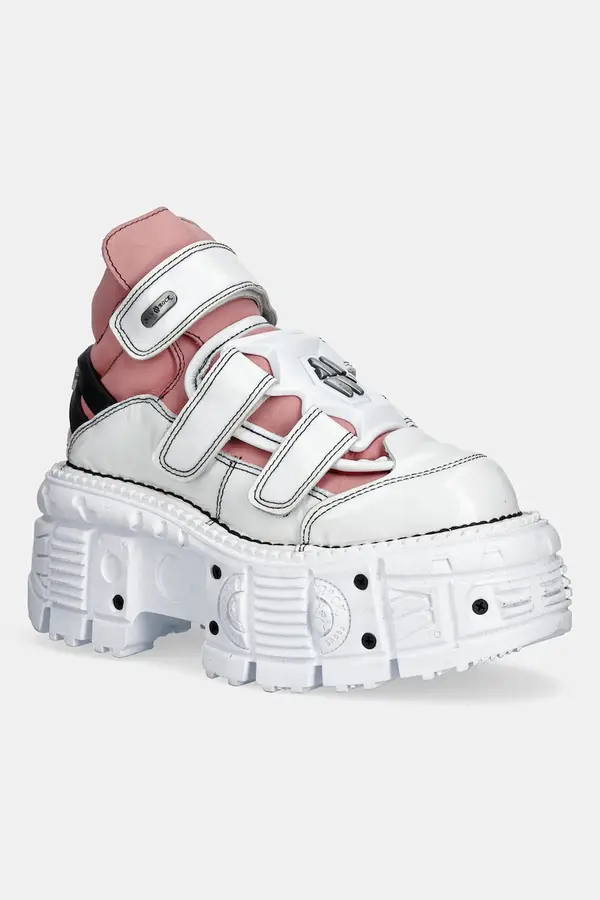 New Rock Usnjene superge New Rock CHAROL ARRUGADO BLANCO, NOBUCK ROSA, TANK