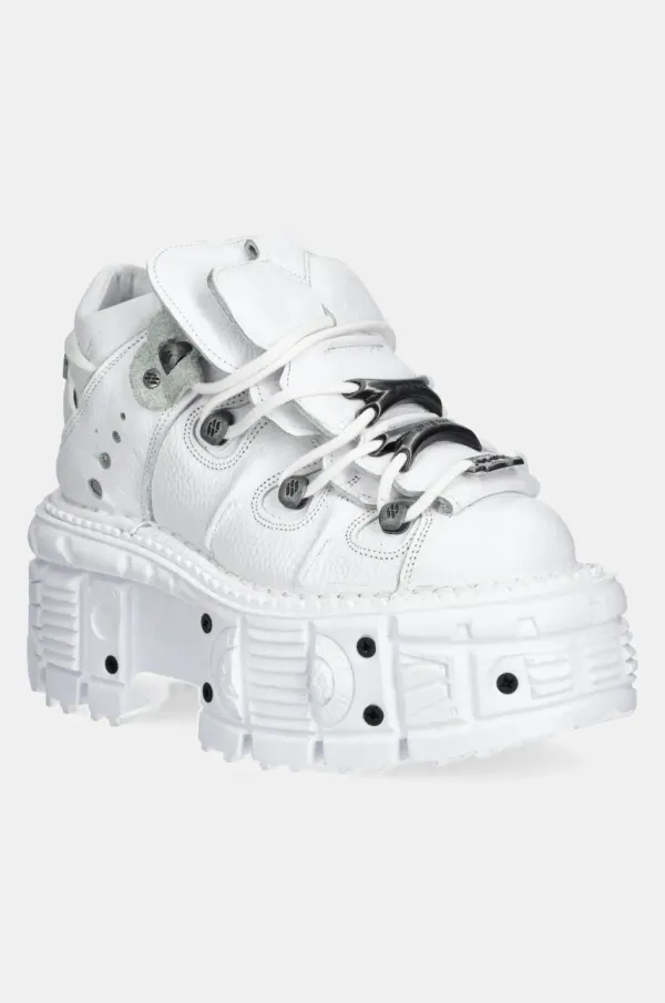 New Rock Usnjene superge New Rock NAPA BLANCA + IMPERFECT TANK BLANCO TORNILLOS bela barva, M-TANK106-C1