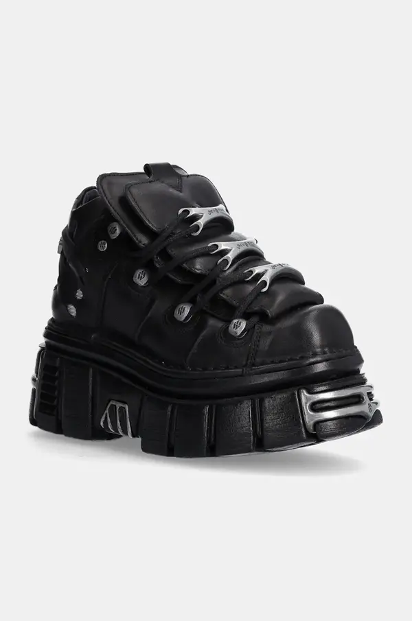 New Rock Usnjene superge New Rock Nomada Negro + Tower Negro Lateral E14 Acero