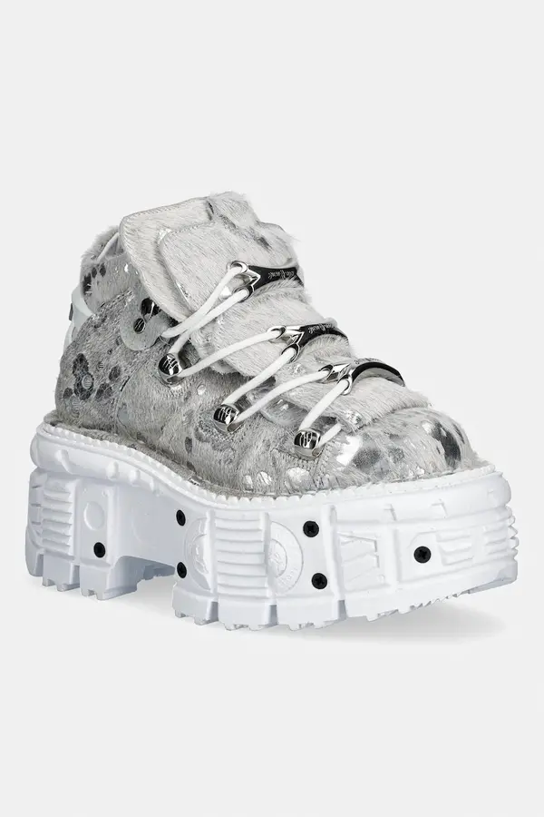 New Rock Usnjene superge New Rock PELO CALVAS BLANCO PLATA, TANK BLANCO TORN