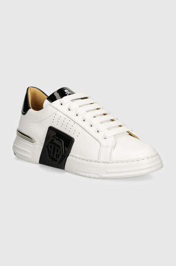 Philipp Plein Usnjene superge Philipp Plein Hexagon Phantom Kicks bela barva, USC0565 PLE025N 01