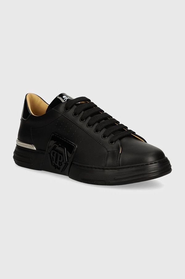 Philipp Plein Usnjene superge Philipp Plein Hexagon Phantom Kicks črna barva, USC0565 PLE025N 0202