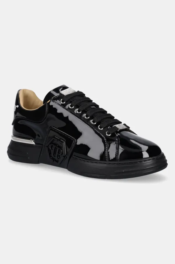 Philipp Plein Usnjene superge Philipp Plein Lo-Top Hexagon črna barva, USC0666 PLE010N 0202