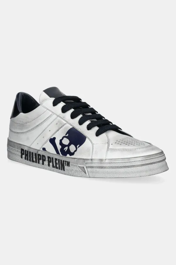 Philipp Plein Usnjene superge Philipp Plein Lo-Top Retrokickz TM bela barva, USC0634 PLE005N 0114