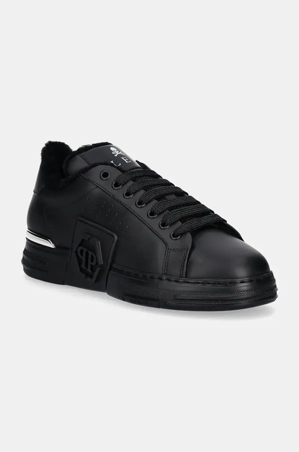 Philipp Plein Usnjene superge Philipp Plein Nappa Lo-Top Fur Hexagon