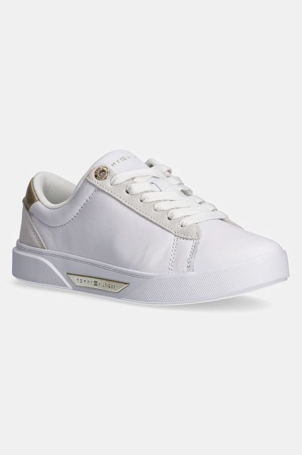 Tommy Hilfiger Usnjene superge Tommy Hilfiger CHIC COURT SNEAKER bela barva, FW0FW08382