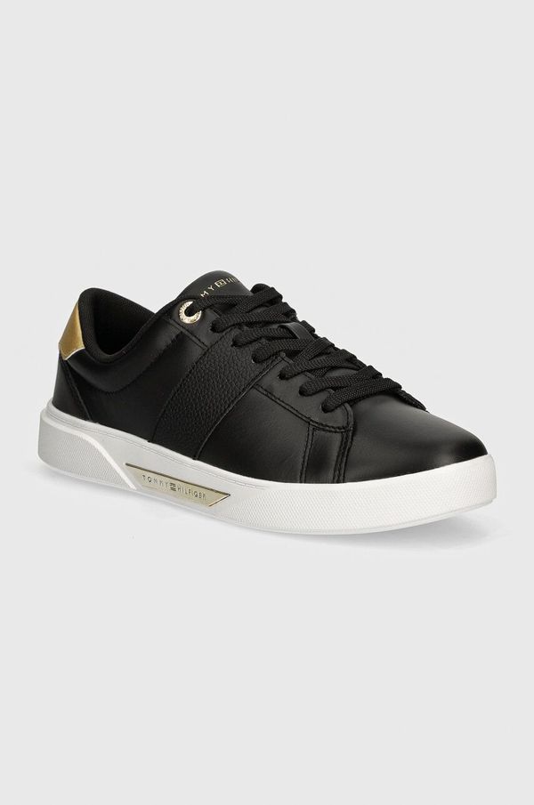 Tommy Hilfiger Usnjene superge Tommy Hilfiger CHIC PANEL COURT SNEAKER črna barva, FW0FW07998