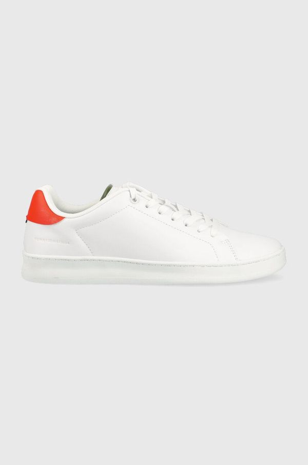 Tommy Hilfiger Usnjene superge Tommy Hilfiger COURT SNEAKER LEATHER CUP bela barva