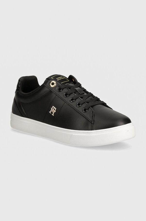 Tommy Hilfiger Usnjene superge Tommy Hilfiger ELEVATED ESSENT SNEAKER MONOGRAM črna barva, FW0FW07999