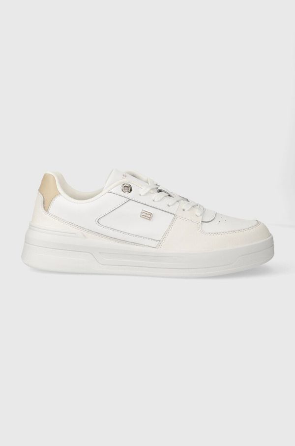 Tommy Hilfiger Usnjene superge Tommy Hilfiger ESSENTIAL BASKET SNEAKER bela barva, FW0FW07684