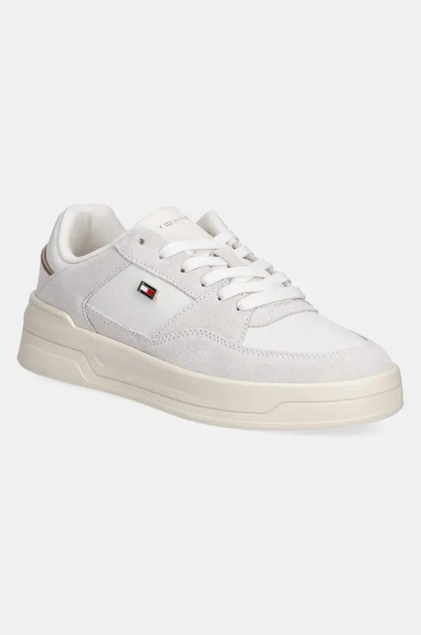 Tommy Hilfiger Usnjene superge Tommy Hilfiger ESSENTIAL BASKET SNEAKER bež barva, FW0FW08456