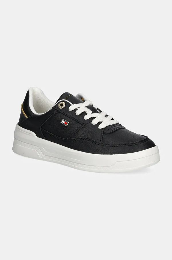 Tommy Hilfiger Usnjene superge Tommy Hilfiger ESSENTIAL BASKET SNEAKER črna barva, FW0FW08261