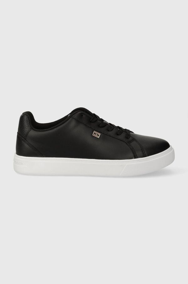 Tommy Hilfiger Usnjene superge Tommy Hilfiger ESSENTIAL COURT SNEAKER črna barva, FW0FW07686