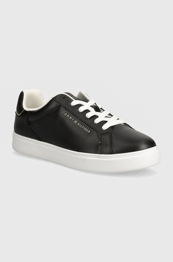 Tommy Hilfiger Usnjene superge Tommy Hilfiger ESSENTIAL COURT SNEAKER črna barva, FW0FW08000