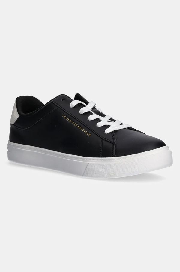 Tommy Hilfiger Usnjene superge Tommy Hilfiger ESSENTIAL COURT SNEAKER črna barva, FW0FW08320