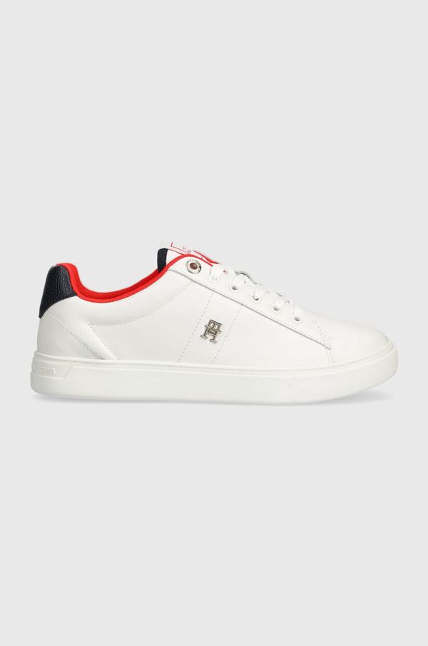 Tommy Hilfiger Usnjene superge Tommy Hilfiger ESSENTIAL ELEVATED COURT SNEAKER bela barva, FW0FW07685