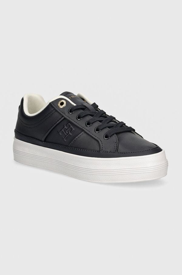 Tommy Hilfiger Usnjene superge Tommy Hilfiger ESSENTIAL VULC SNEAKER MONOGRAM mornarsko modra barva, FW0FW07945